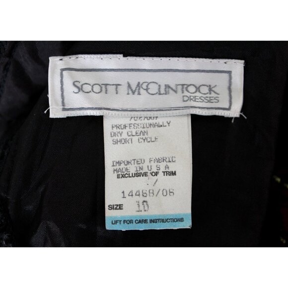 Vintage 1980s SCOTT McCLINTOCK Velvet & Burgundy Taffeta Open Back Dress Size 10 - Picture 8 of 9